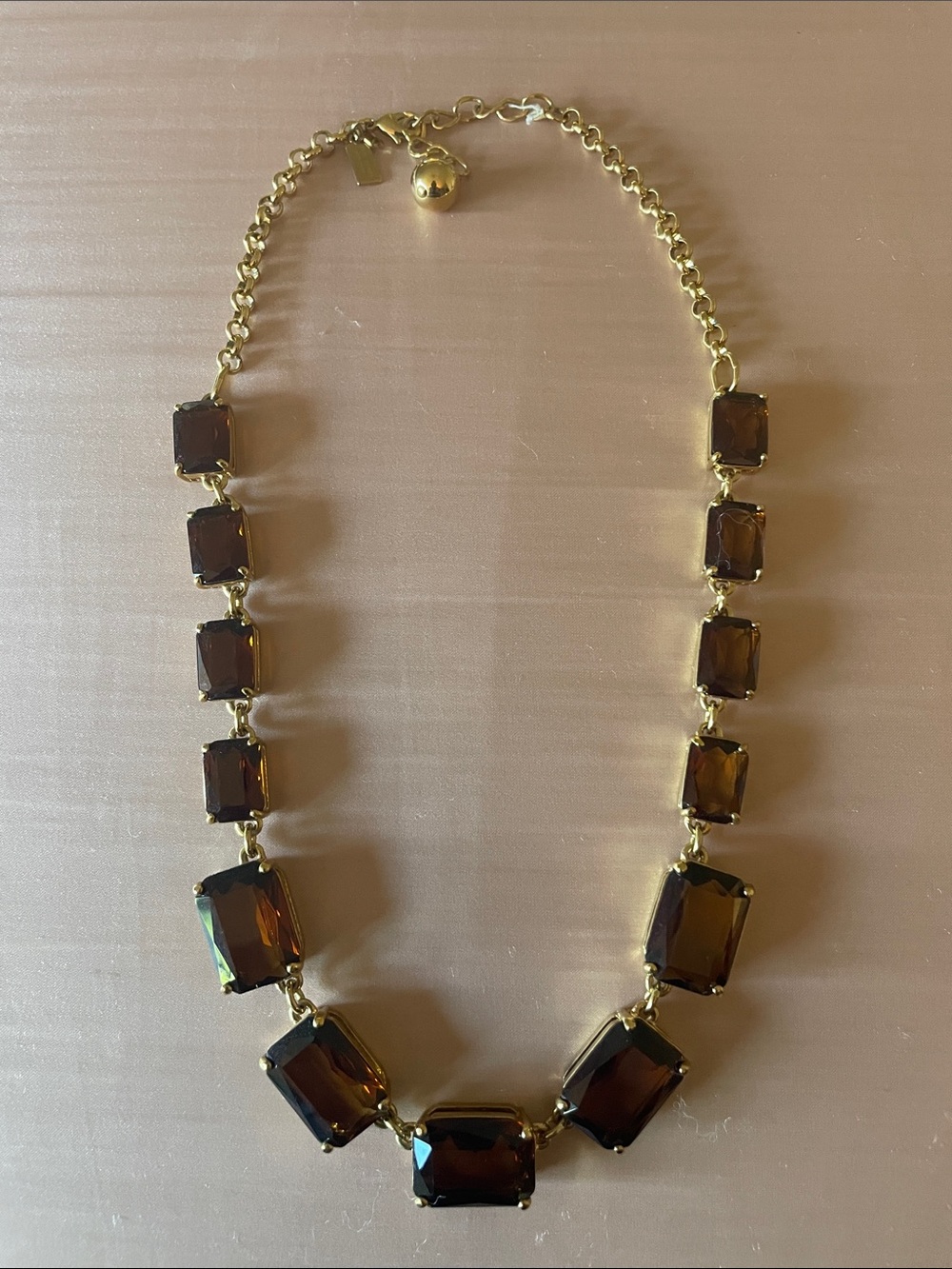 kate spade Gold-Tone Necklace with Brown Rectangular Stones